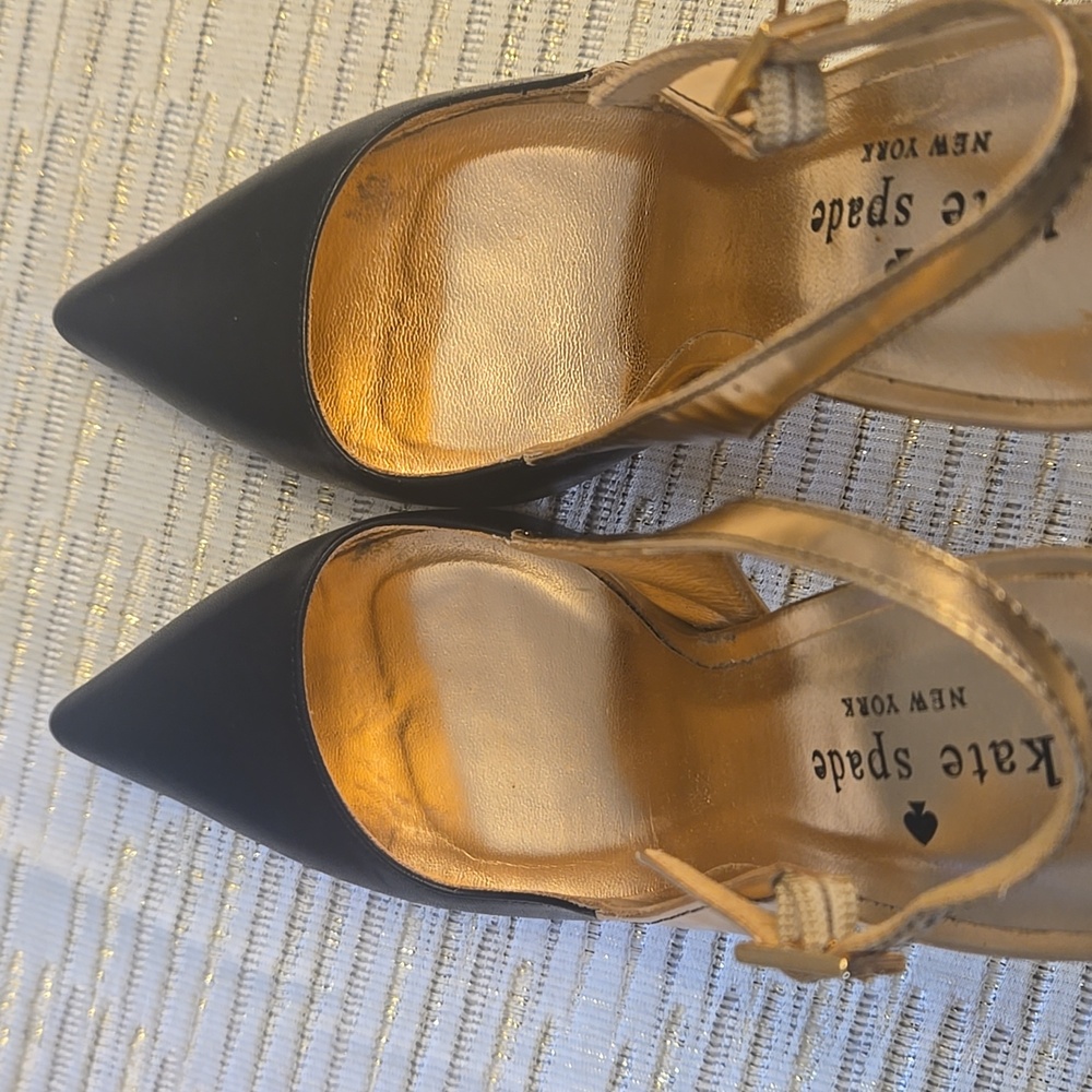 Euc Kate Spade Heels 6.5 Black And Rose Gold - Picture 6 of 6
